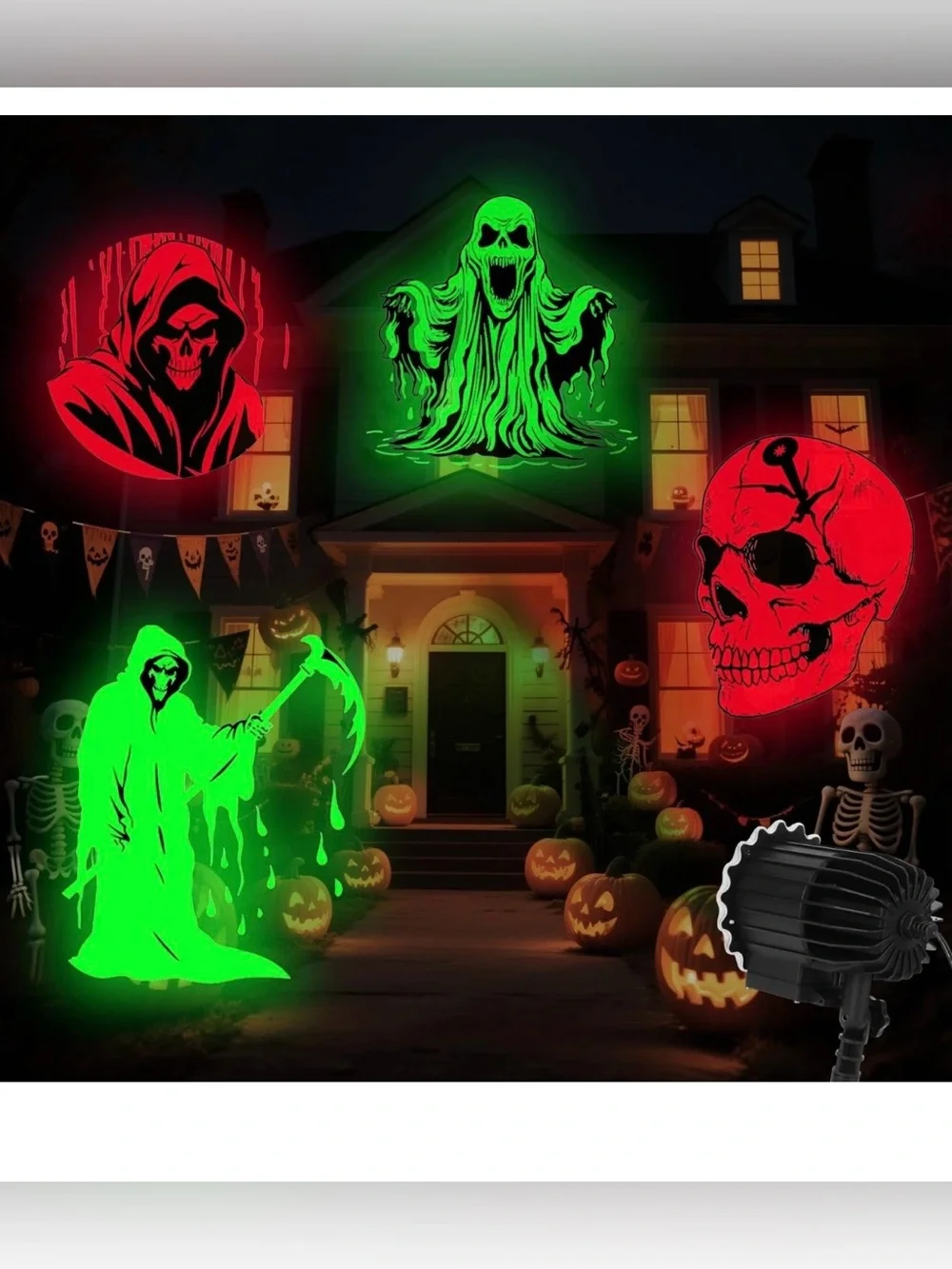 Halloween Haunted House Outddor Indoor Projector Light - Red & Green